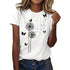 Dandelion & Butterfly Print T-Shirt Casual Crew Neck Top