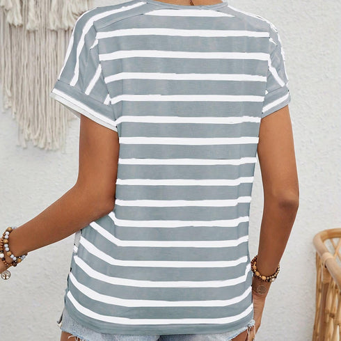Striped Crew Neck T-shirt for Women