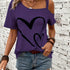 Women's Heart Print One Shoulder T-Shirt
