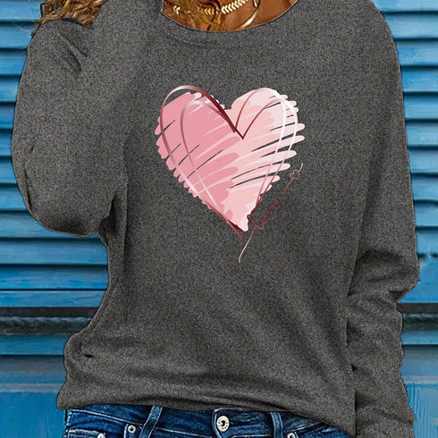 Women's Heart & Love Print Long Sleeve T-Shirt