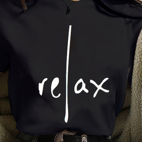 Relax Print Crew Neck T-Shirt for Women