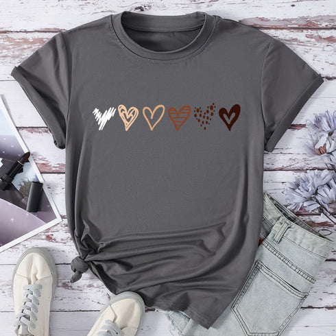 Heart Print T-shirt for Women - Casual Short Sleeve Top