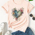 Heart Print Short Sleeve T-shirt for Women