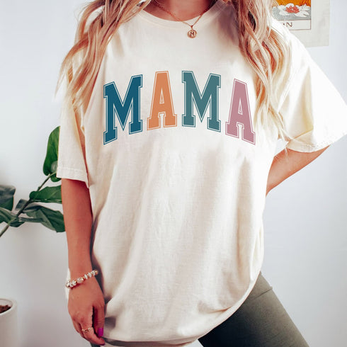 Mama Letter Print T-shirt - Short Sleeve Casual Top