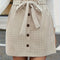 Solid Textured Casual Knotted Button Front Skirt