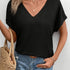 V Neck Loose Solid Casual T-shirt for Spring Summer