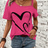Women's Heart Print One Shoulder T-Shirt