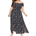 Plus Size Maxi Dress Off Shoulder Bohemia Style Elegant Long Dress