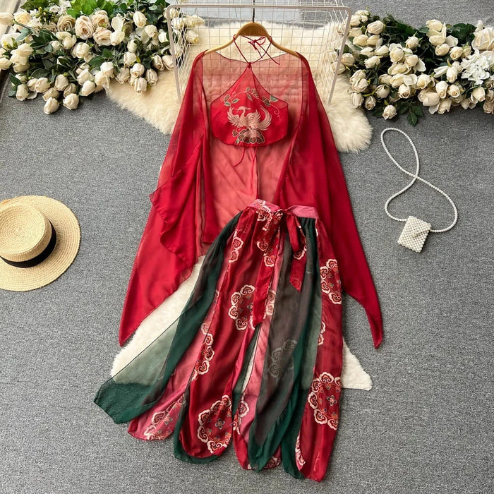 Women’s Floral Midi Cheongsam Kimono Dress