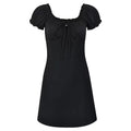 Summer Sexy Mini Dress Women Short Sleeved Lace Up Backless A-Line Casual Bodycon Black Dress for Parties