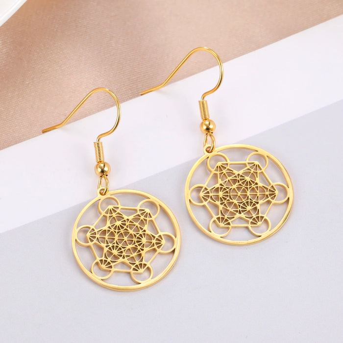Metatron Cube Dangle Earrings - Spiritual Jewellery