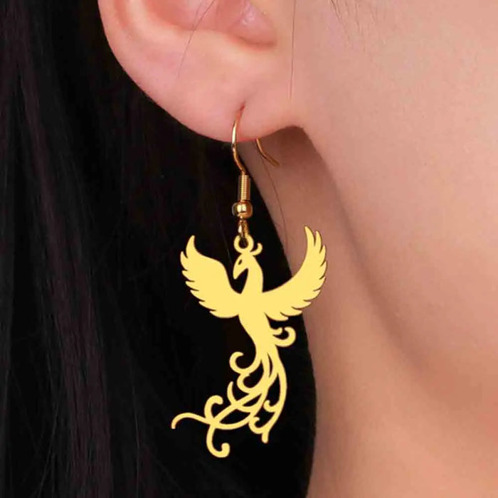 Phoenix Fire Bird Dangle Earrings for Women